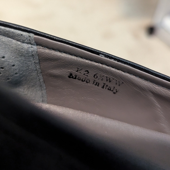 SAS Regina Women’s Black Leather Block Heels Rounded Toe Slip On Pump Sz 6.5 W W - Picture 4 of 4